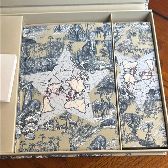 Dior Beige and Blue Map Design Stationery Set - Picture 2 of 6